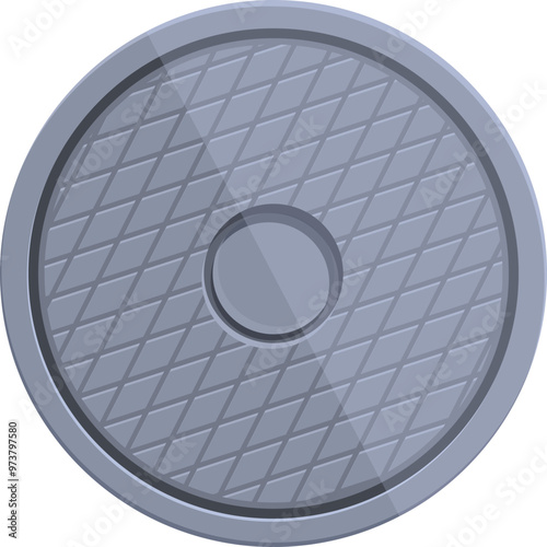 Round metal manhole cover providing access for maintenance to underground infrastructure