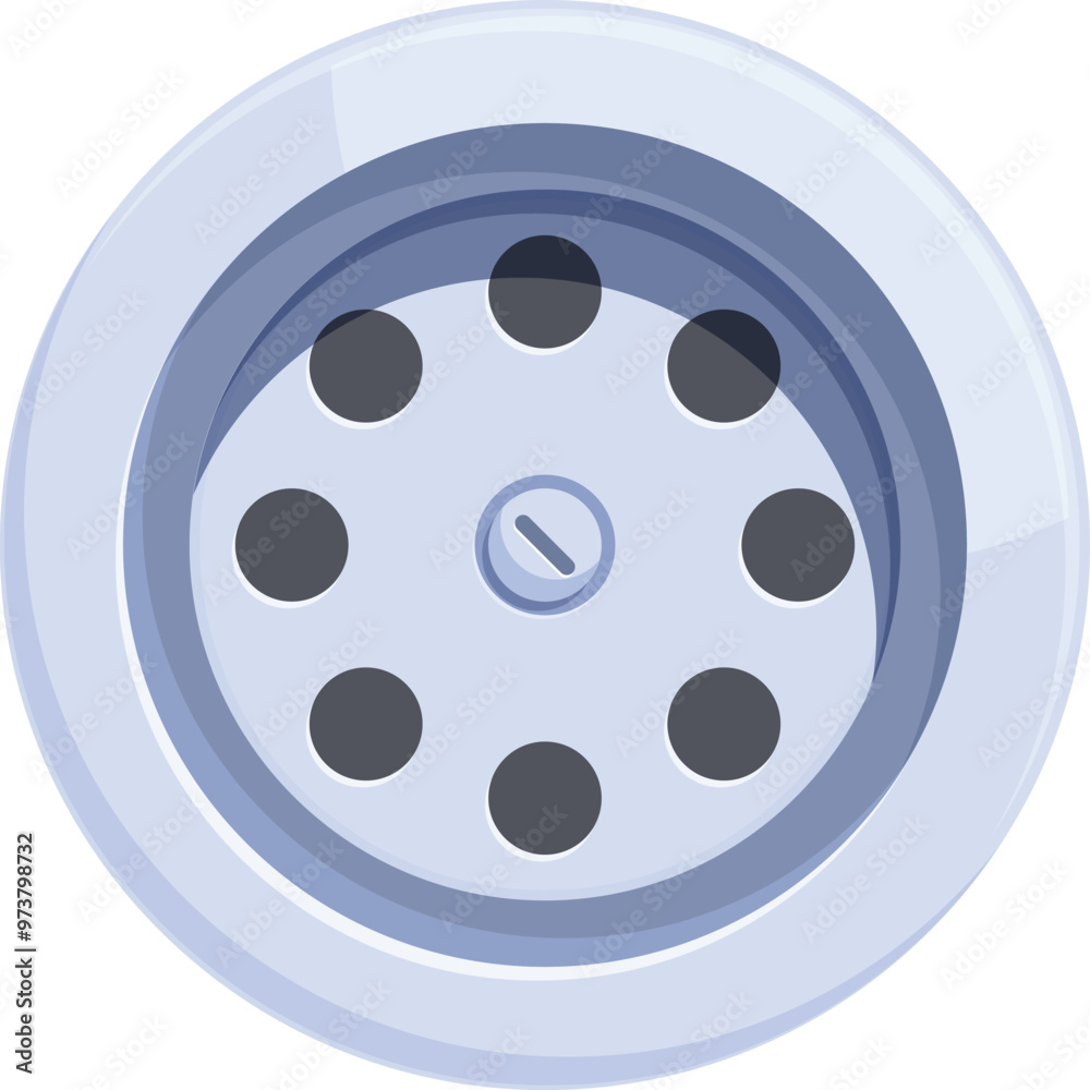 Round shower drain with holes is preventing the pipe from clogging, ensuring a safe shower experience Round shower drain with holes is preventing the pipe from clogging, ensuring a safe shower experience