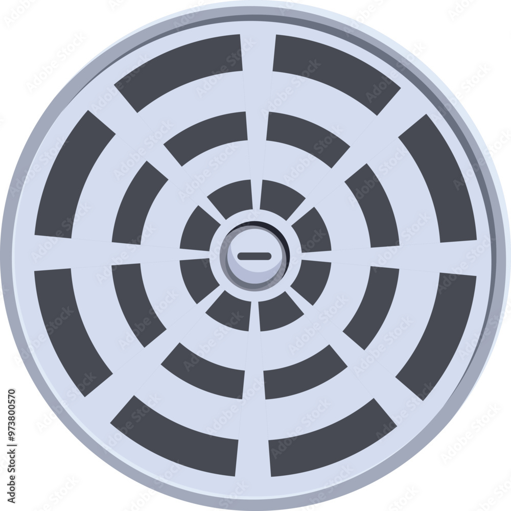 Round manhole cover made of metal is closing sewer hole in the ground Round manhole cover made of metal is closing sewer hole in the ground