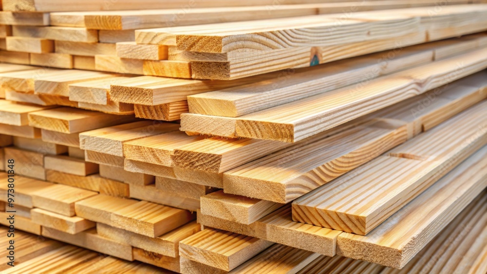 Close-up view of raw wooden tongue and groove boards stacked neatly, wood, lumber, construction, building material, texture Close-up view of raw wooden tongue and groove boards stacked neatly, wood, lumber, construction, building material, texture