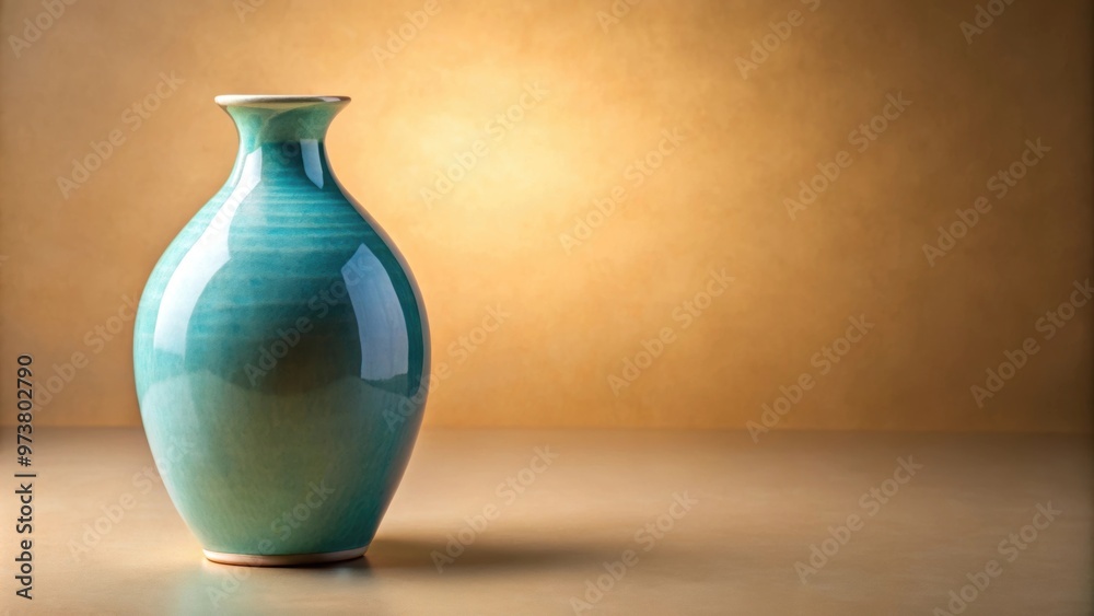 Ceramic vase with light blue glaze on beige surface in warm light, ceramic, vase, blue, glaze, beige Ceramic vase with light blue glaze on beige surface in warm light, ceramic, vase, blue, glaze, beige