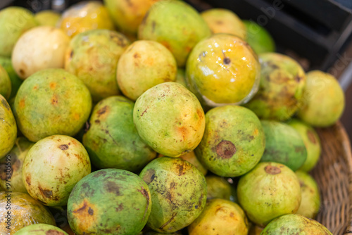 Fresh Green and Yellow Fruits in a Basket