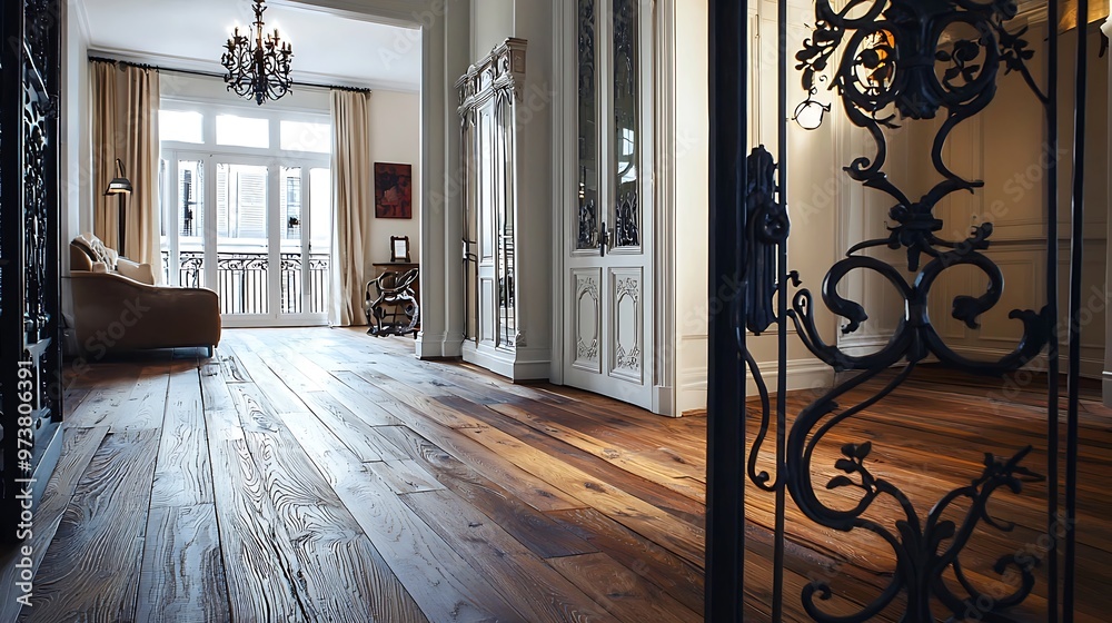 Vintage oak floors and refined ironwork in a chic French Provincial ...