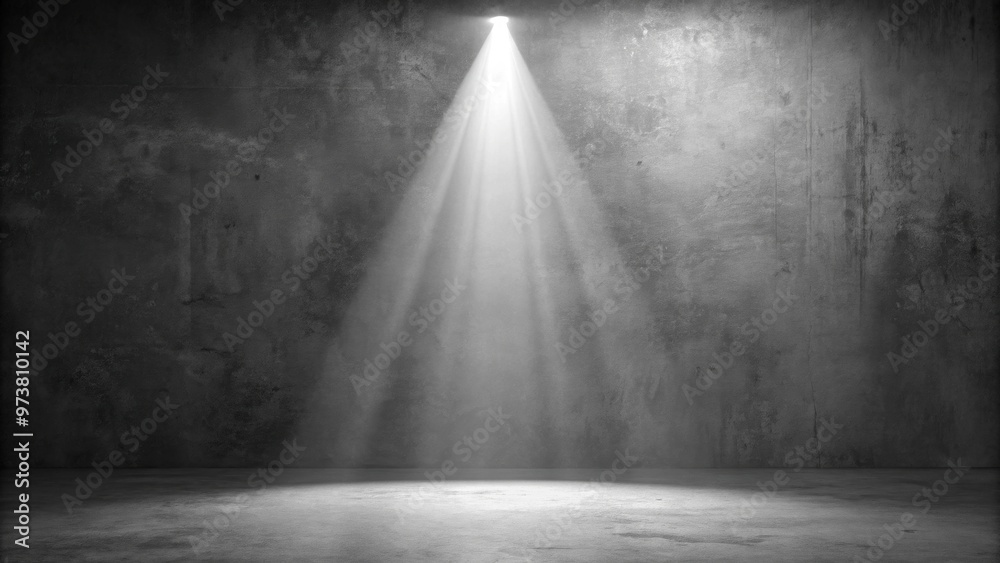 Minimalist monochrome background with textured walls and soft light beam in corner