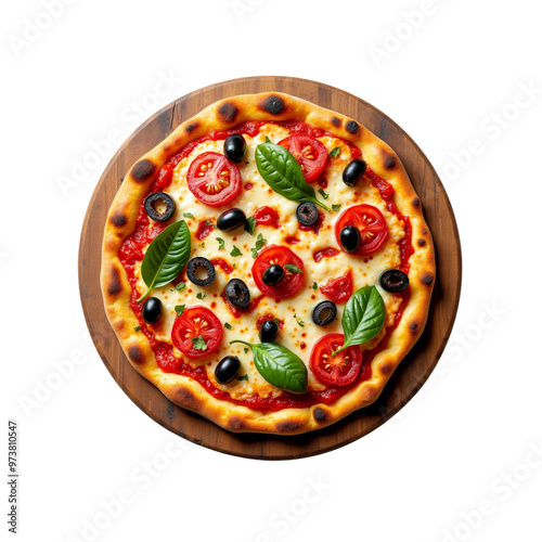 Vegan pizza isolated on transparent background