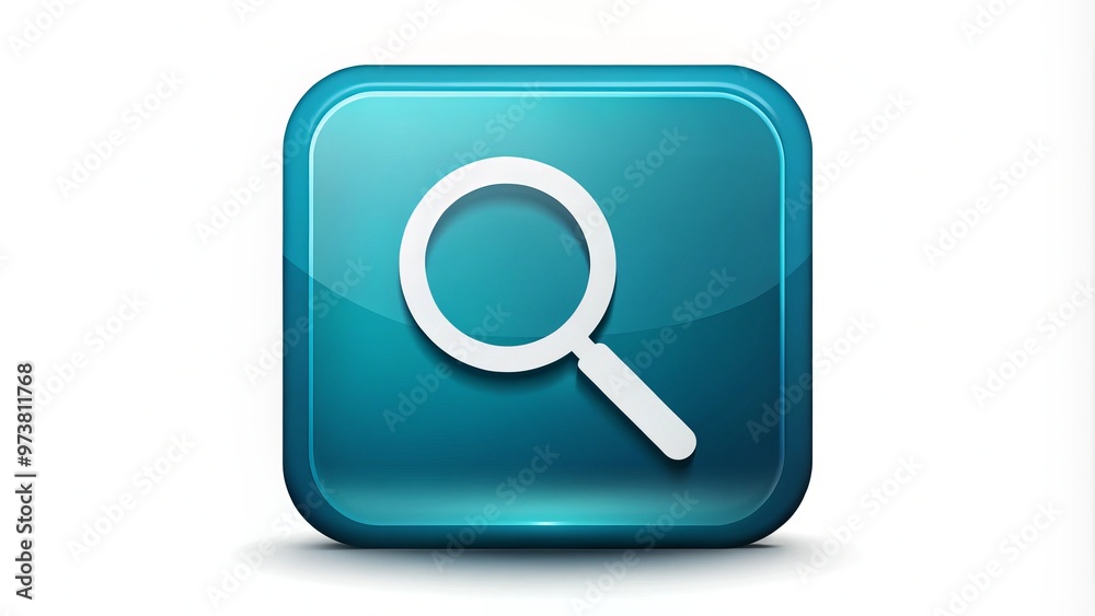 A compact square icon boasts rounded edges and a central magnifying glass emblem, evoking the concept of zooming A compact square icon boasts rounded edges and a central magnifying glass emblem, evoking the concept of zooming