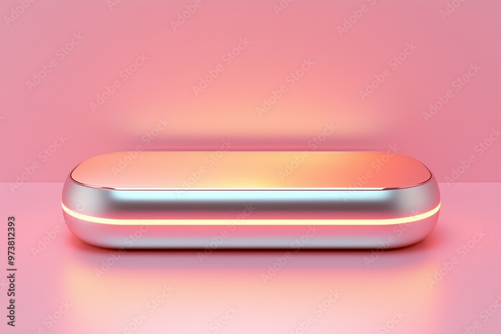 Empty glowing rounded platform displaying product on pink background Empty glowing rounded platform displaying product on pink background