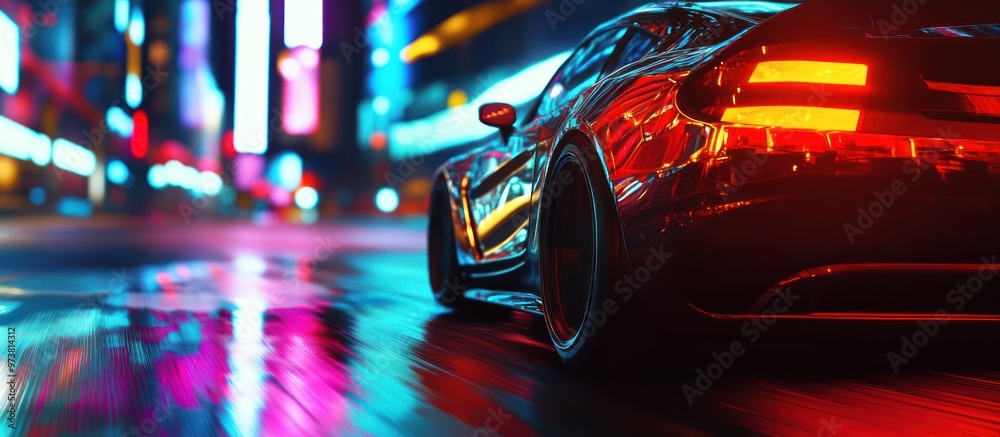 Night City Speed racing car background wallpaper AI generated image Night City Speed racing car background wallpaper AI generated image