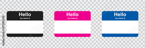 hello my name is sticker tag vector