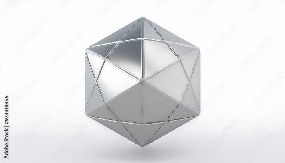 Silver Smooth Floating Tetrahedron 3D Geometric Shape on White Background
Silver Smooth Floating Tetrahedron 3D Geometric Shape on White Background