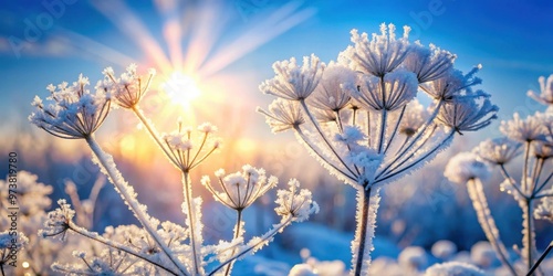 Beautiful icy flowers glistening in the cold winter sun , frozen, delicate, frost, petals, frosty, icy, winter, cold