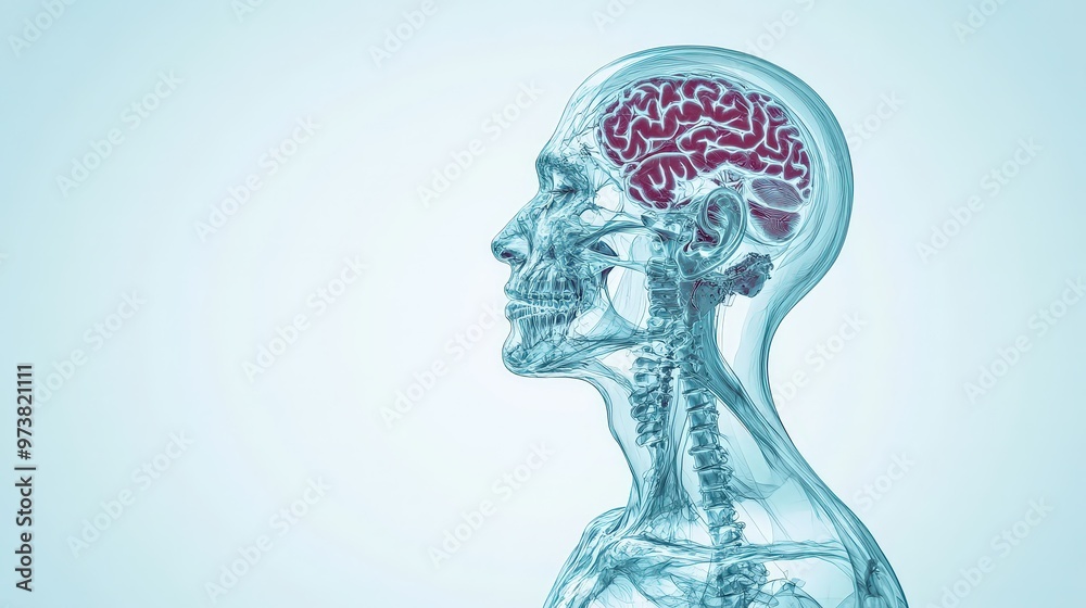 Obraz premium Human Brain Anatomy Illustration.