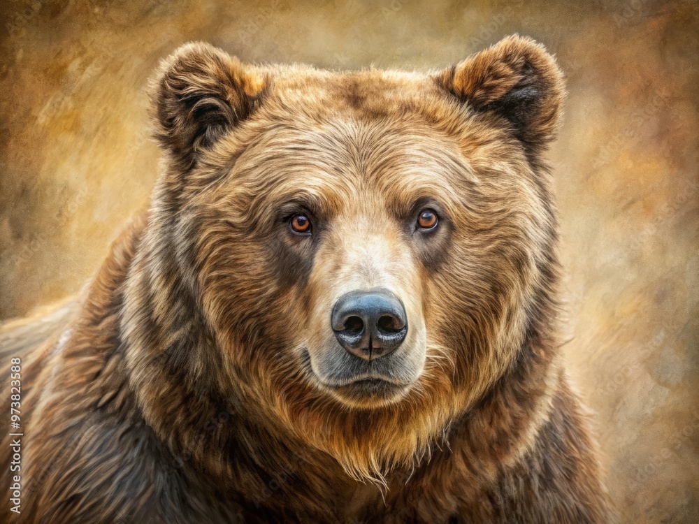 A majestic grizzly bear emerges from skilled pencil strokes on textured paper, its fur and muscles meticulously A majestic grizzly bear emerges from skilled pencil strokes on textured paper, its fur and muscles meticulously