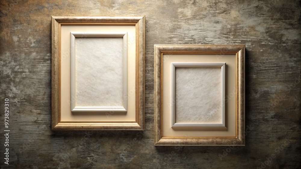 Blank paper frames subtly reside on a tactile surface, exuding sophistication and refinement to delicately display Blank paper frames subtly reside on a tactile surface, exuding sophistication and refinement to delicately display
