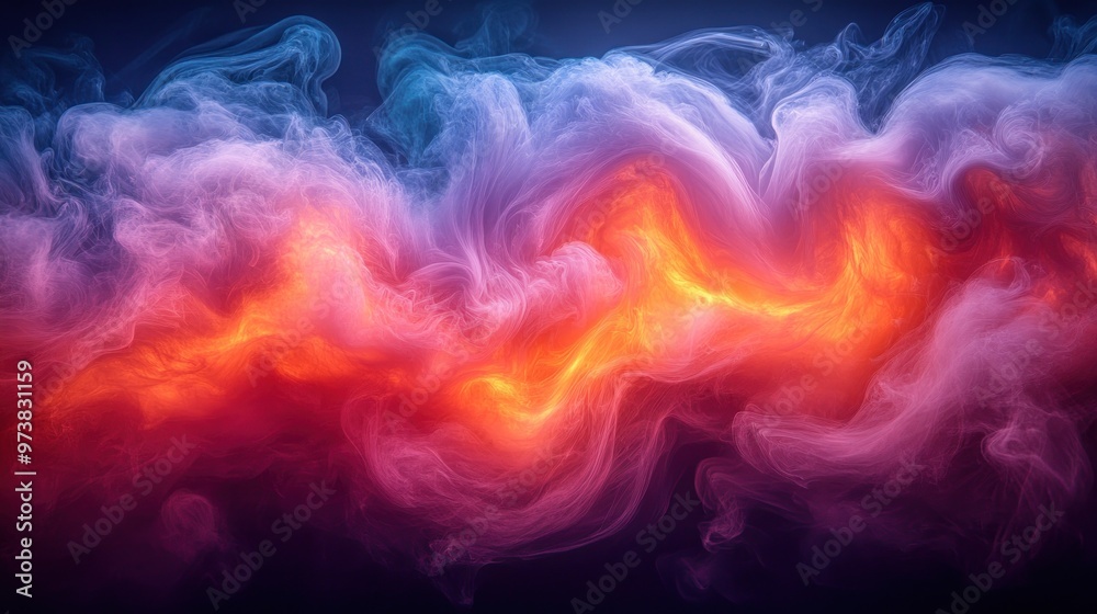 Colorful abstract smoke waves in vibrant hues of orange and blue. Colorful abstract smoke waves in vibrant hues of orange and blue.
