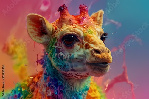Illustration Colouring portrait of Giraffe 
