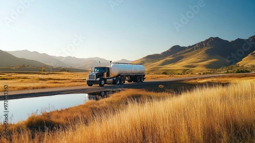 Biodiesel transport truck delivering renewable fuel to remote locations