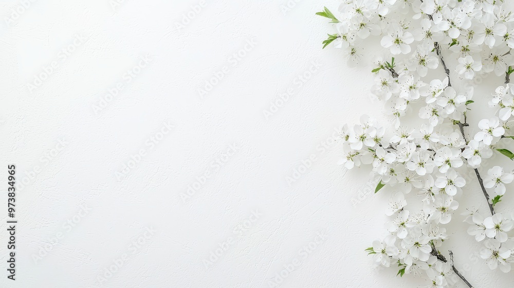 White Flowers on White Textured Background