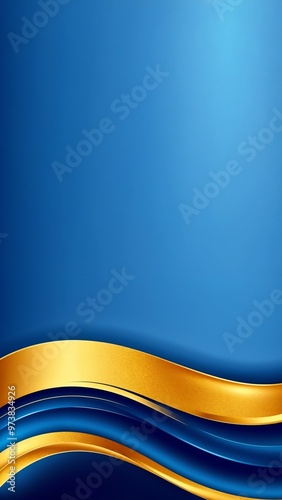 Elegant abstract blue and gold wave pattern, perfect for modern backgrounds or business presentations.
