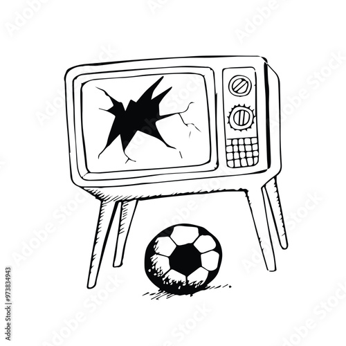 broken television doodle art vector illustration hand drawn sketch