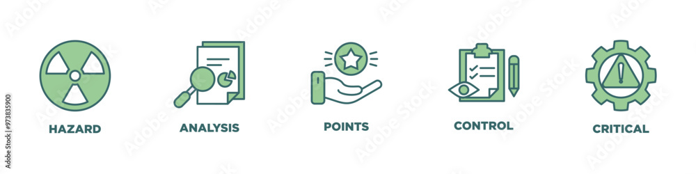 HACCP banner web icon vector illustration concept for hazard analysis and critical control points acronym in food safety management system HACCP banner web icon vector illustration concept for hazard analysis and critical control points acronym in food safety management system