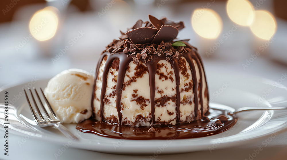 Chocolate Peanut Butter Delight holds center on a pristine white porcelain plate. Chocolate sprinkled artfully-3 Chocolate Peanut Butter Delight holds center on a pristine white porcelain plate. Chocolate sprinkled artfully-3