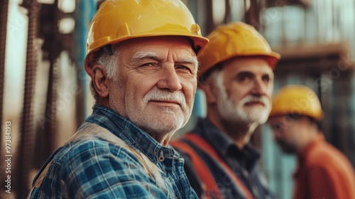 Elderly construction workers contributing to a construction project, showcasing experience and resilience