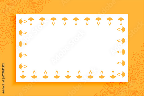 cute artistic diwali diya border frame with text space
