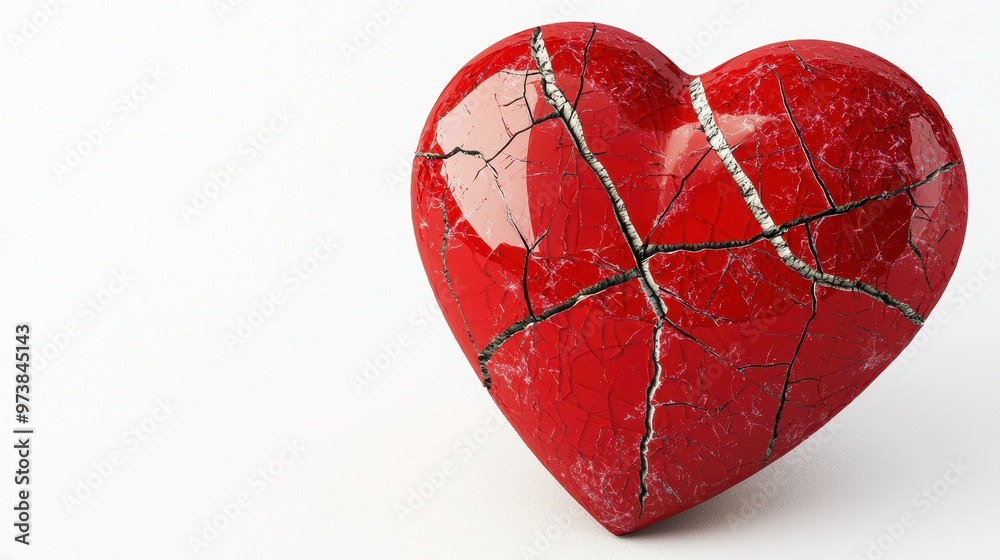 Broken Red Heart Cracked Heart Symbol of Love Pain Sadness Grief ...