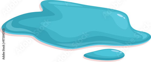 Cartoon puddle of water spreading on the ground