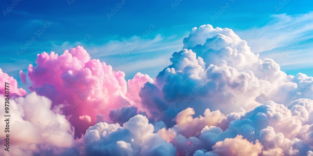 Pink and white clouds, like sugary whisps of cotton candy, dance across the vibrant blue expanse above. Pink and white clouds, like sugary whisps of cotton candy, dance across the vibrant blue expanse above.
