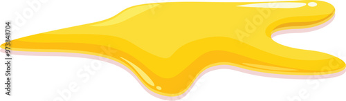 Cartoon illustration of a yellow liquid spilling and forming a puddle