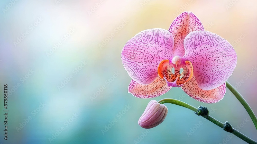 Obraz premium Pink Orchid on a Blurred Background