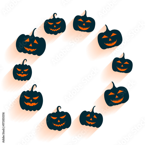 circular halloween pumpkin frame background with text space