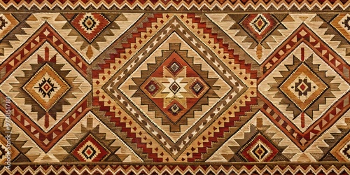 Rustic geometric patterns add warmth and texture to home decor, woven into durable fabric ideal for upholstery,