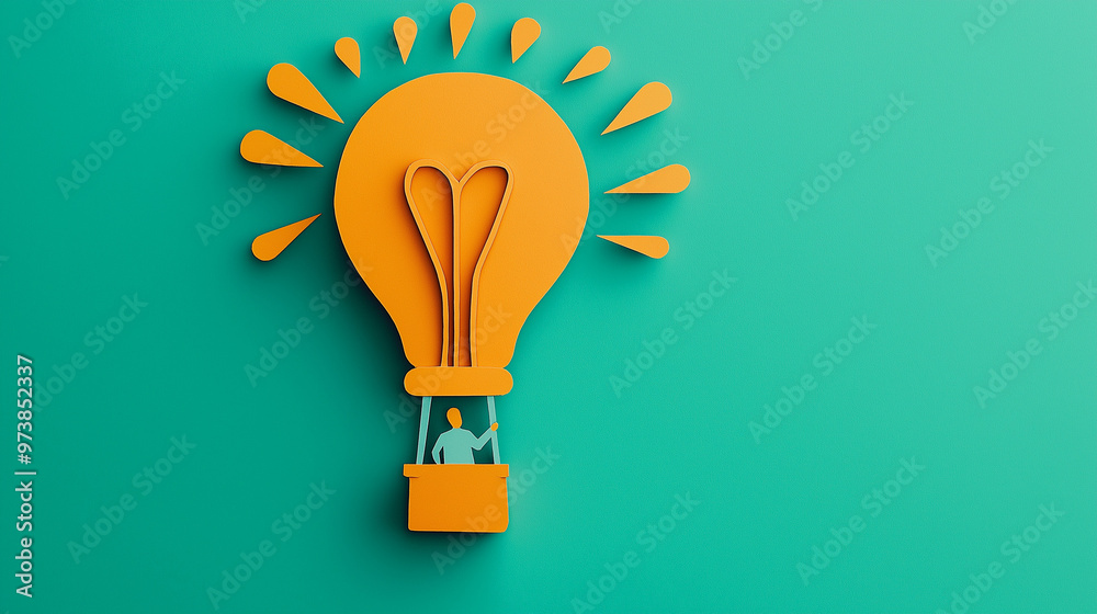 Creative Concept of Hot Air Balloon in Lightbulb Shape Representing Innovation and Bright Ideas Creative Concept of Hot Air Balloon in Lightbulb Shape Representing Innovation and Bright Ideas