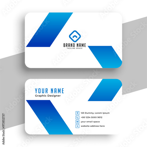 white and blue business identity card layout  a ready to print
