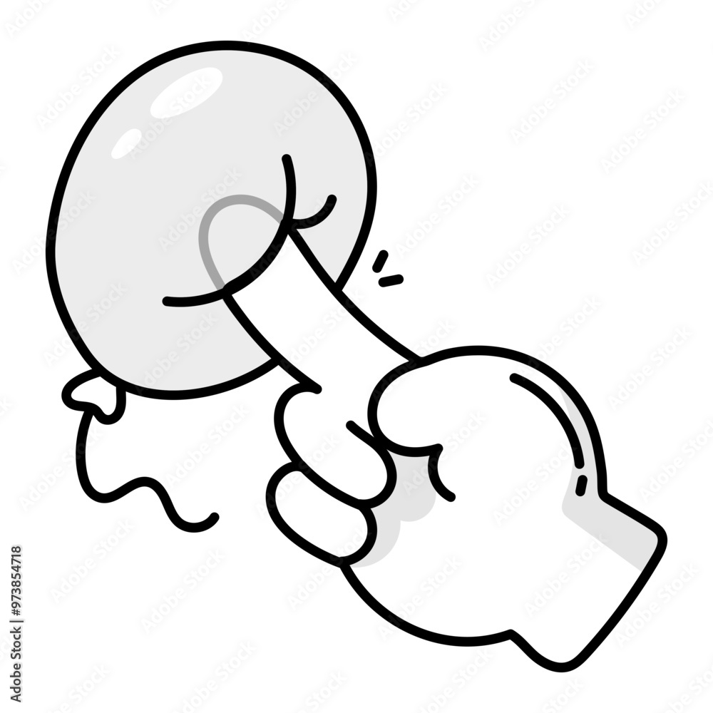 Doodle style icon of balloon burst with finger Doodle style icon of balloon burst with finger