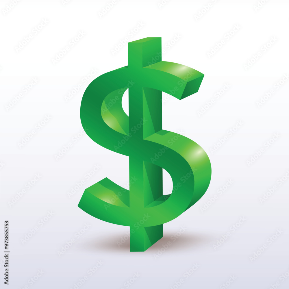 Green Dollar Symbol 3D Vector Illustration Green Dollar Symbol 3D Vector Illustration