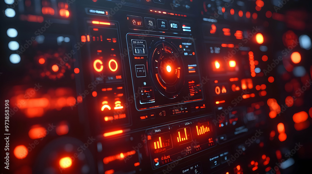 Red and Blue Digital Interface - 3D Illustration Red and Blue Digital Interface - 3D Illustration