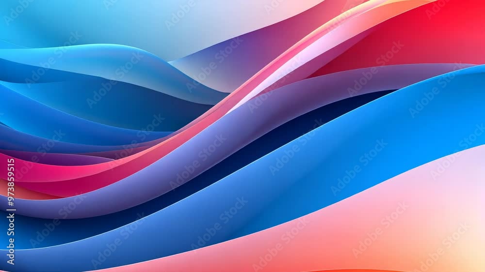 Abstract waves in soft colors create a serene and modern background.
