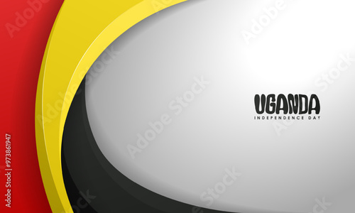 Uganda independence day background design with blue red black frame on side