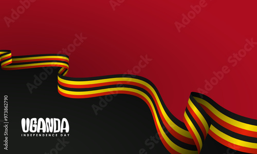 Uganda independence day background with Ugandan flag design is long and waving irregularly
