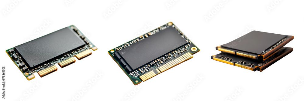 A set of SSD Solid State Drive Isolated in a Transparent Background A set of SSD Solid State Drive Isolated in a Transparent Background