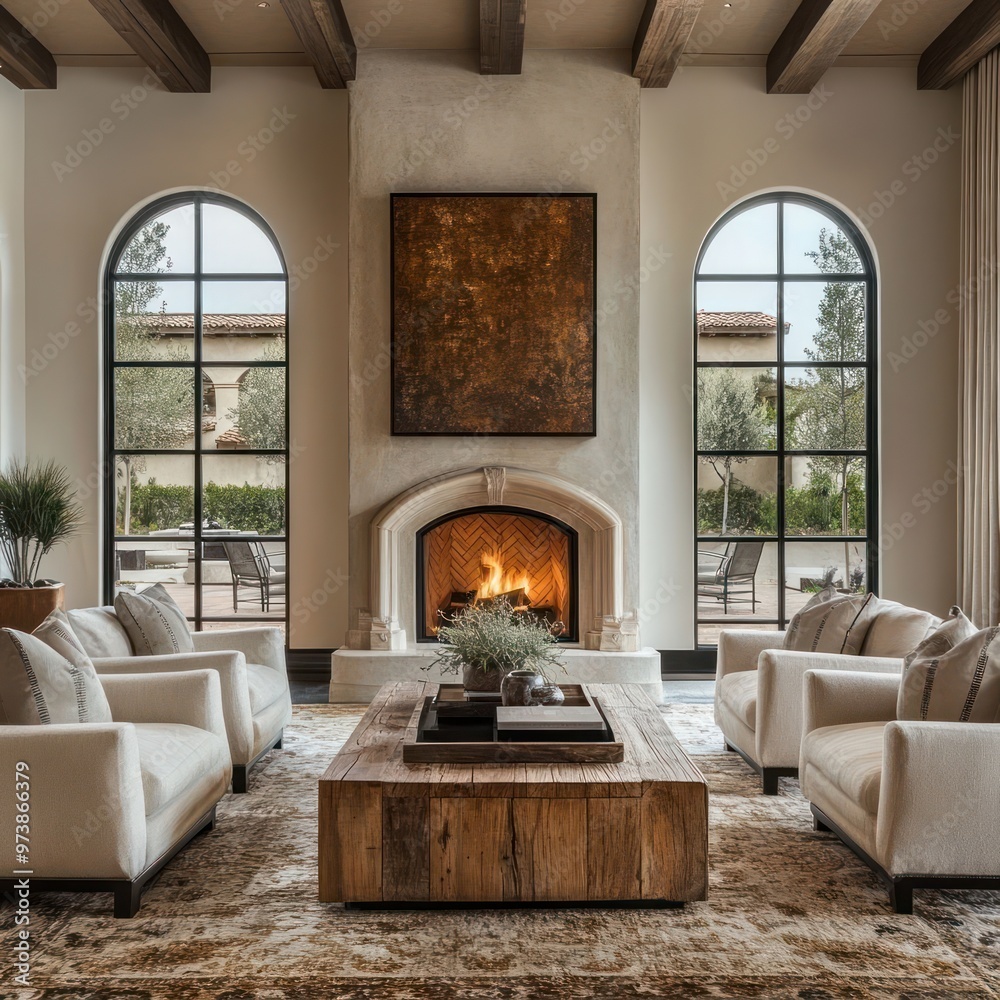 Fototapeta premium Modern Cottage with Arched Windows