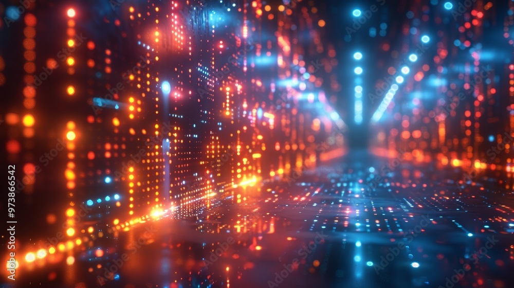 Futuristic Digital Background with Glowing Neon Lights and High-Tech Patterns Futuristic Digital Background with Glowing Neon Lights and High-Tech Patterns