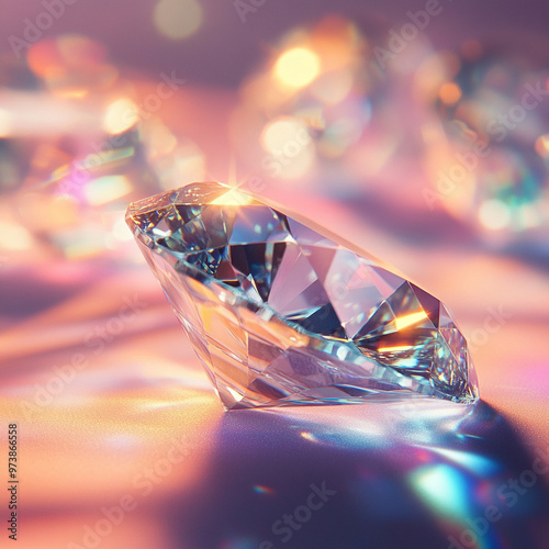 Beautiful shiny big diamond Selective focus