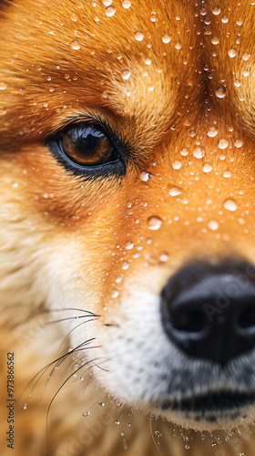 Raindrops on a Shiba Inu's Face photo