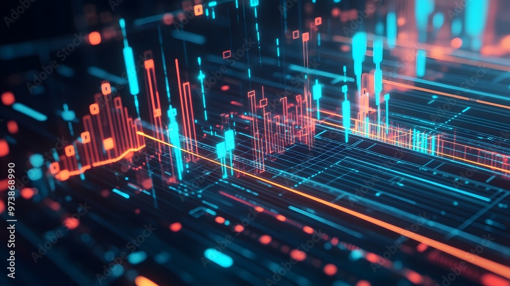 Abstract digital network with glowing lines and data visualizations Abstract digital network with glowing lines and data visualizations
