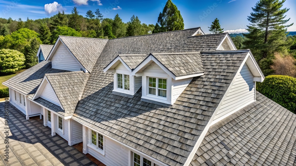 White asphalt shingles are expertly installed on residential roofs, providing a protective barrier and modern look. White asphalt shingles are expertly installed on residential roofs, providing a protective barrier and modern look.